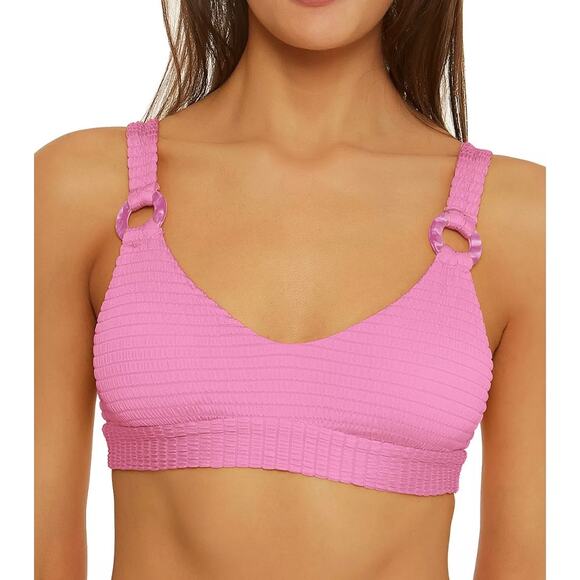 Isabella Rose Maza Textured Bikini Top Bralette Style Bubblegum Pink Size Small - Picture 1 of 6